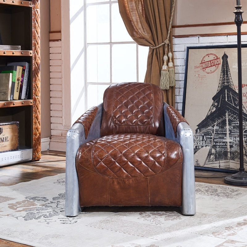Genuine Leather Aviation ArmChair Vintage Industrial Leisure chair - Image 3