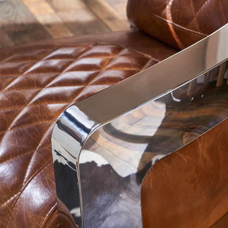 Aviator Spitfire Club Chair Genuine Leather loft industrial Chair with steel Armrest - Image 2
