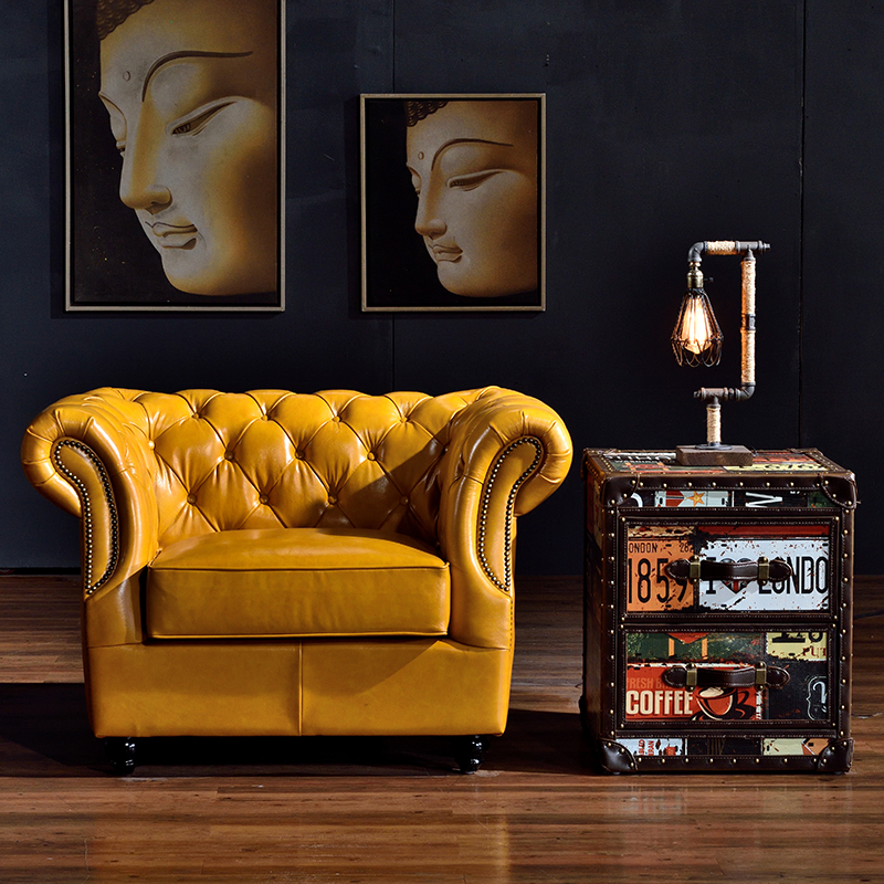 Loft Design Retro Classic Design Sofa Set Vintage European Leather Sofa Set - Image 5