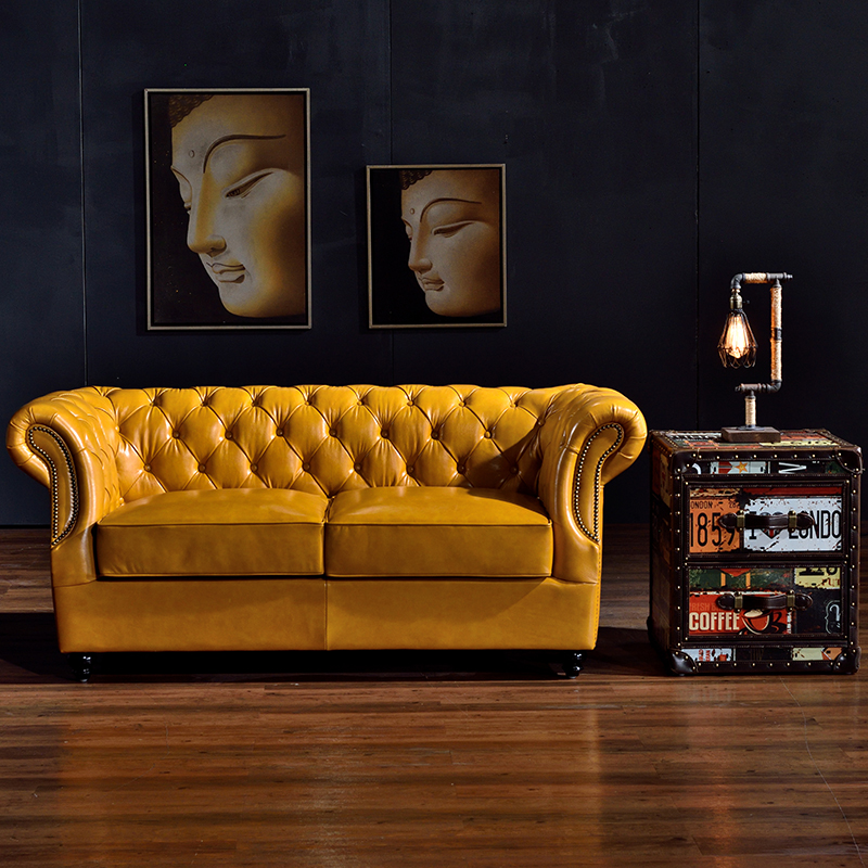 Loft Design Retro Classic Design Sofa Set Vintage European Leather Sofa Set - Image 2