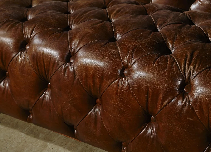 loft industrial retro couch vintage french antique living room furniture tufted leather sofa - Image 6