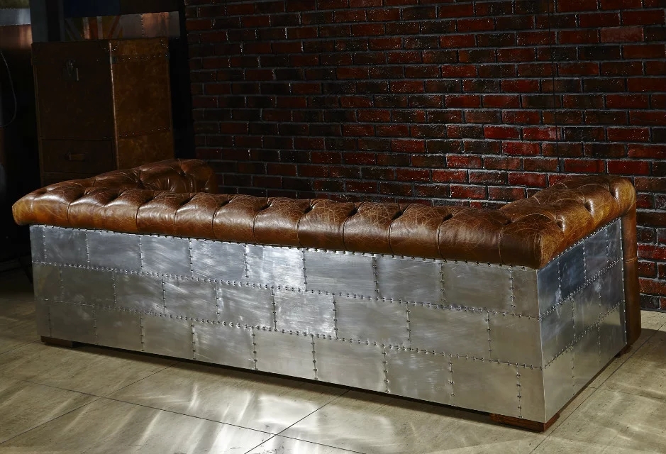 loft industrial retro couch vintage french antique living room furniture tufted leather sofa - Image 3