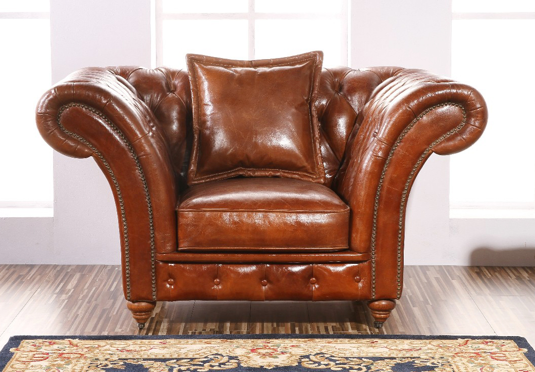 Antique Retro Sofa Set Vintage Appearance nubuck leather Sofa - Image 3