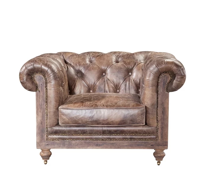 Antique Design Genuine leather Chesterfield Armchair - Image 3