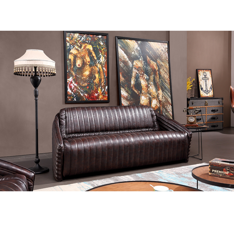 Lobby ReceptionAviation Leather Chair Customized Retro living room sets - Image 2