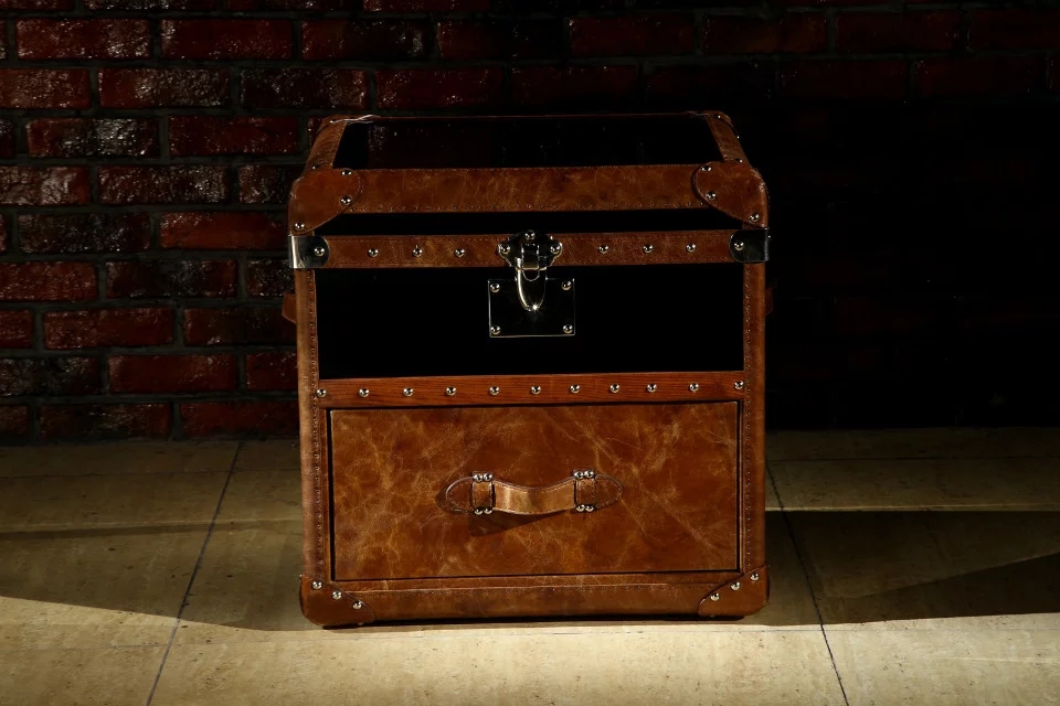 Aviator Antique Vintage Leather Storage Trunk - Image 2