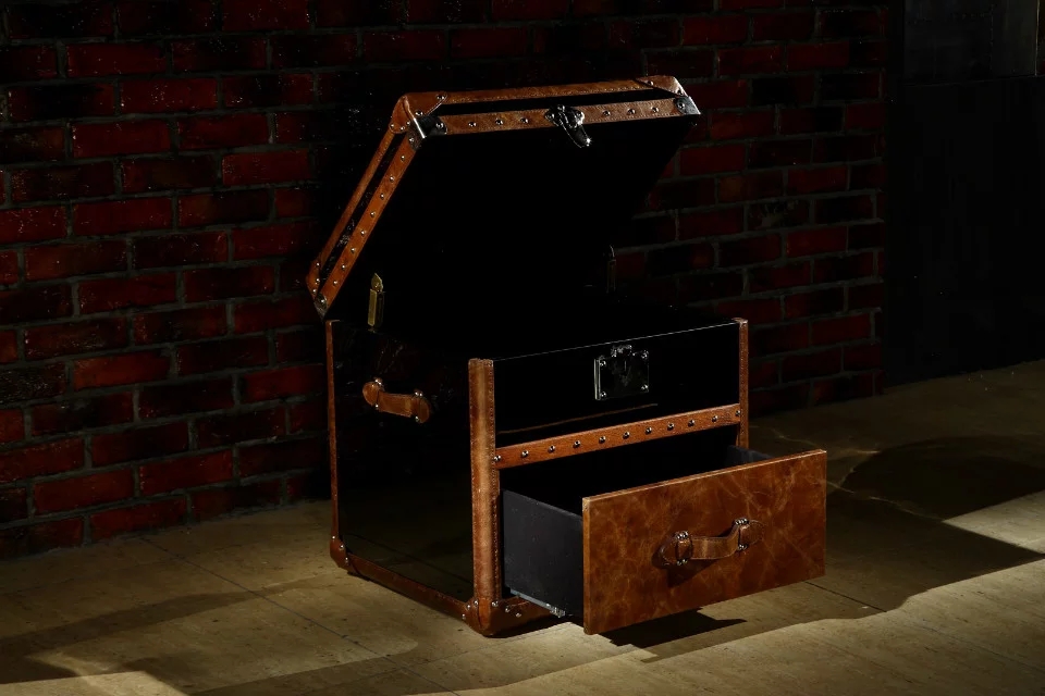 Aviator Antique Vintage Leather Storage Trunk - Image 3