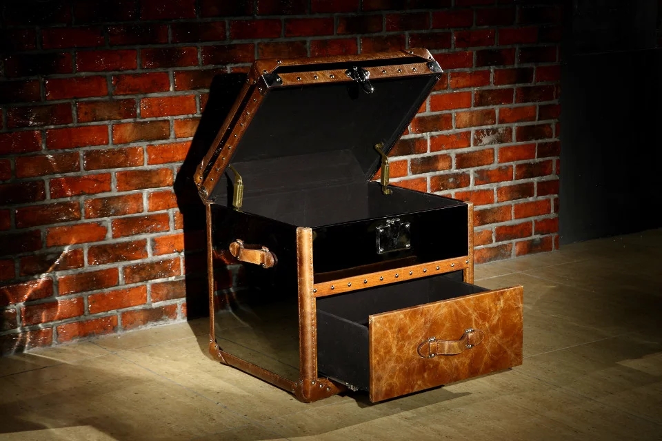 Aviator Antique Vintage Leather Storage Trunk - Image 4