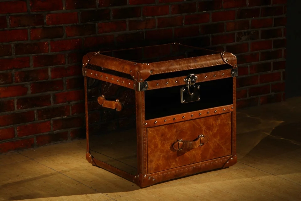Aviator Antique Vintage Leather Storage Trunk - Image 5
