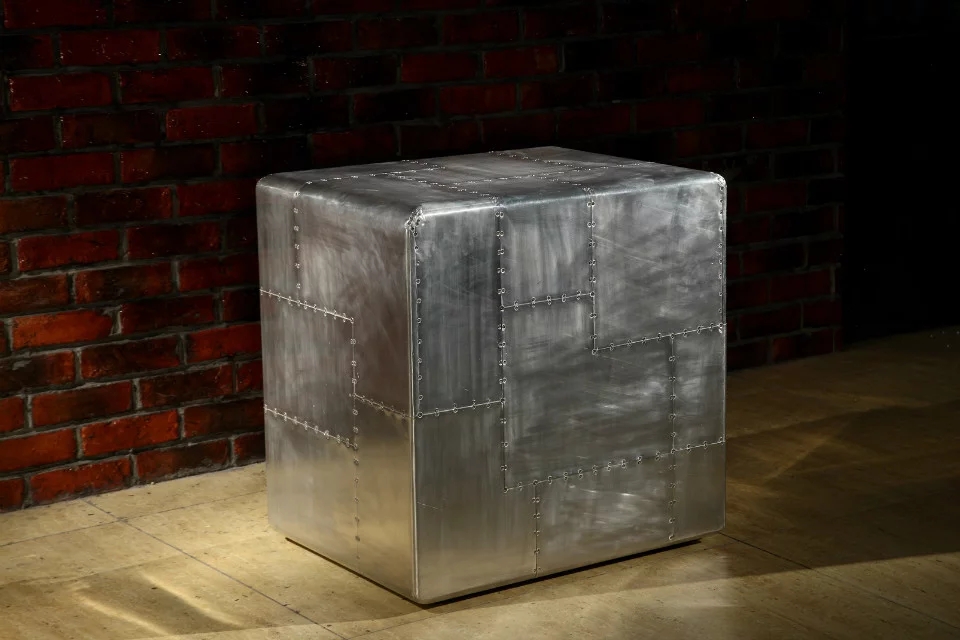 Aviator Aluminium Metal 2 Door Side Table - Image 5