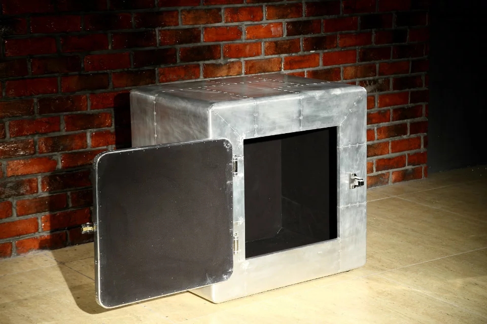 Aviator Aluminium Metal 2 Door Side Table - Image 4
