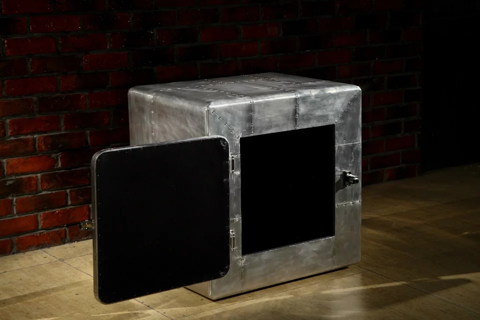 Aviator Aluminium Metal 2 Door Side Table - Image 3