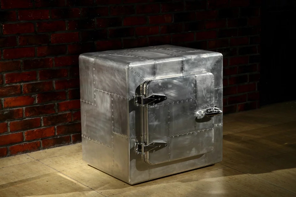 Aviator Aluminium Metal 2 Door Side Table - Image 2