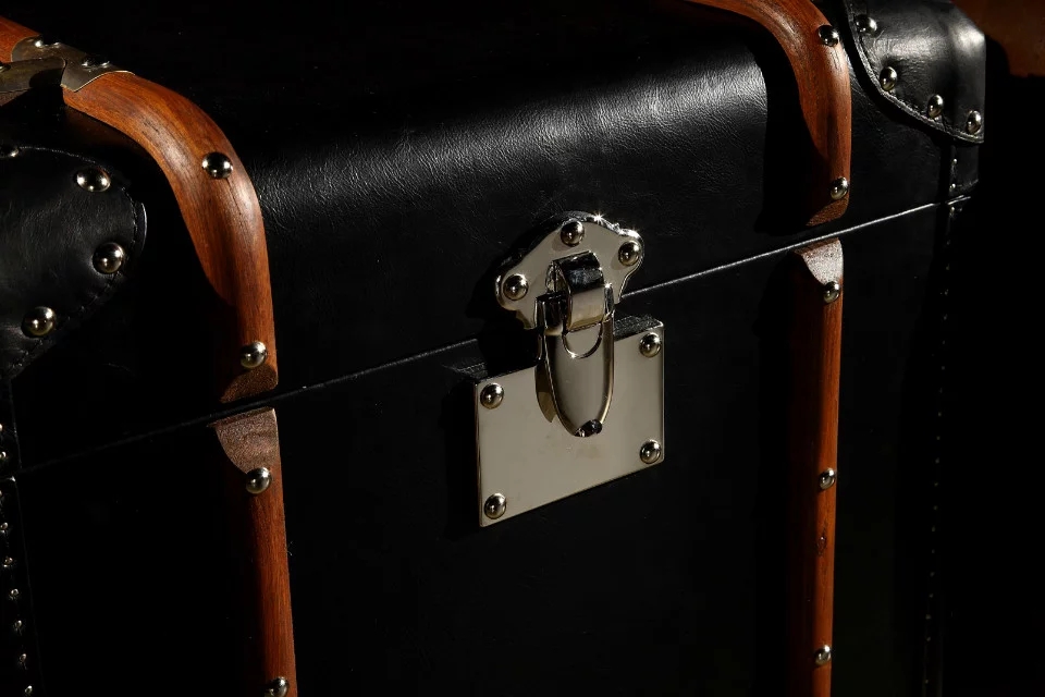 Black Aviator Aluminium Metal Luggage Storage Trunk Table - Image 4