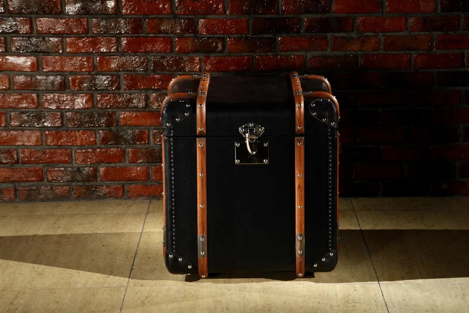 Black Aviator Aluminium Metal Luggage Storage Trunk Table - Image 2