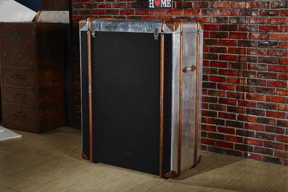 Vintage Aviator Metal Aluminium side cabinet Trunk - Image 5