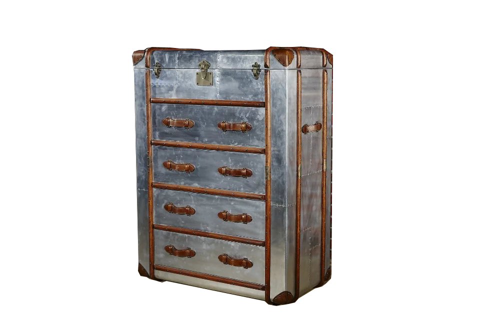 Vintage Aviator Metal Aluminium side cabinet Trunk - Image 3