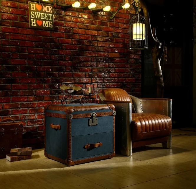 Long Vintage Antique Canvas Fabric Storage Trunk - Image 2
