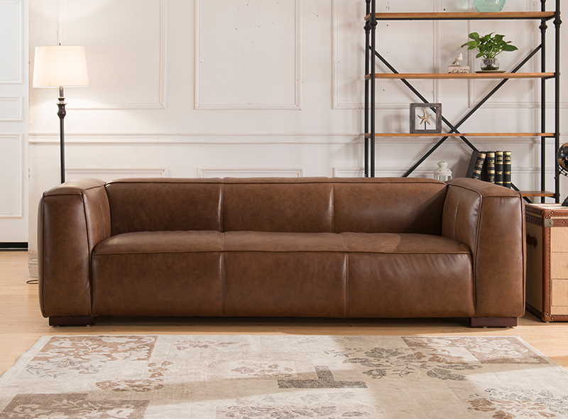 Vintage Distressed Top Grain Leather American Couch sofa set