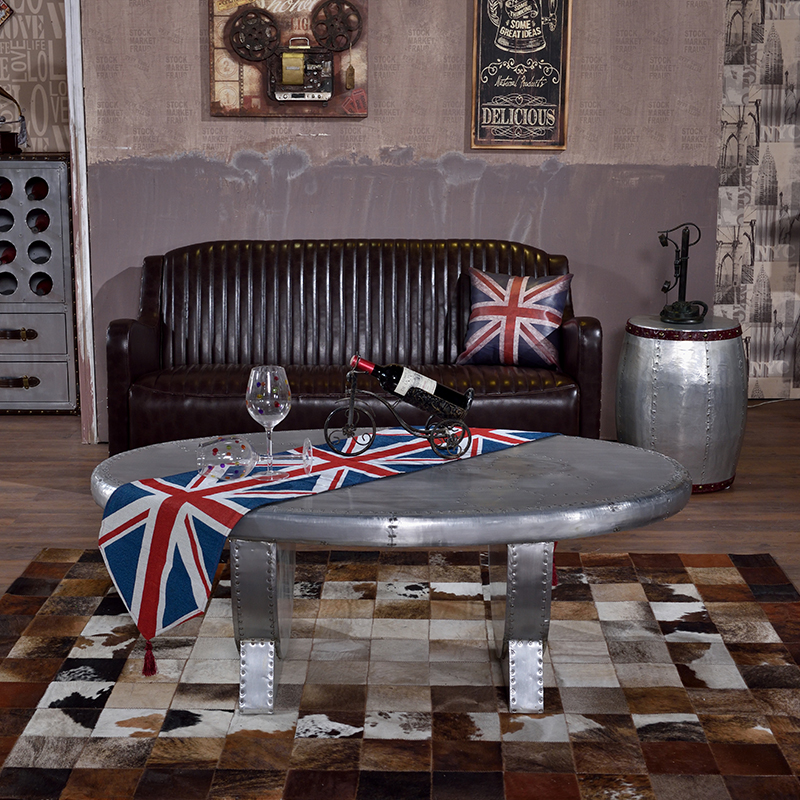 Wing Back Industrial Style Retro Vintage Living Room Lobby Sofa Set - Image 3