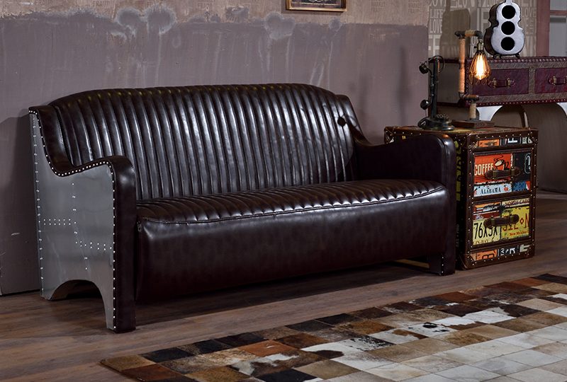 Wing Back Industrial Style Retro Vintage Living Room Lobby Sofa Set