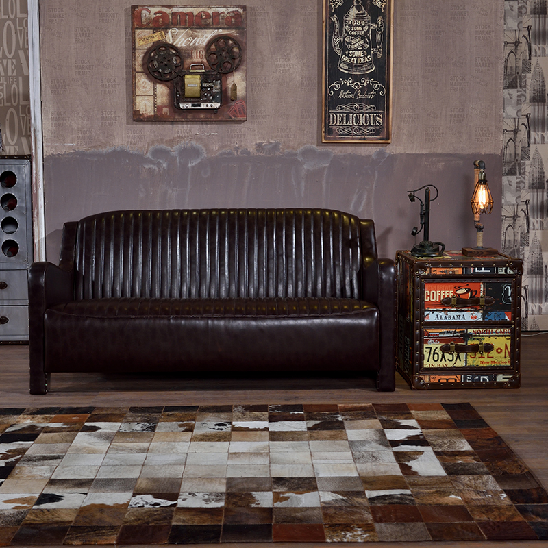 Wing Back Industrial Style Retro Vintage Living Room Lobby Sofa Set - Image 5