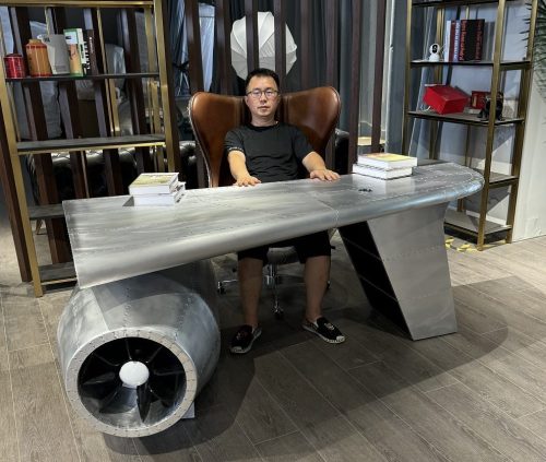 Aviator office Desk Aluminum Aircraft Wing Plane table