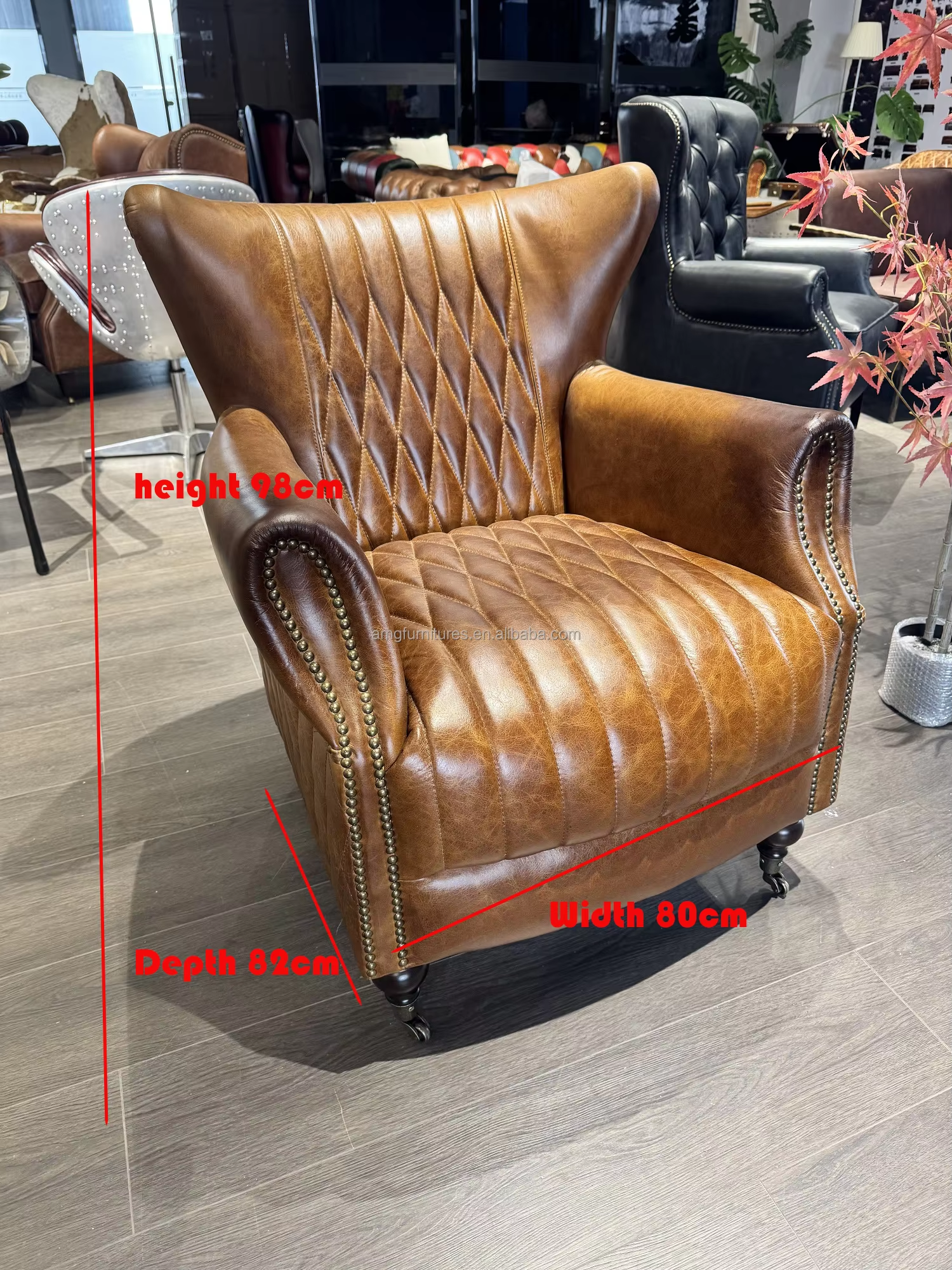American Retro Bar Club vintage leather accent chair - Image 6