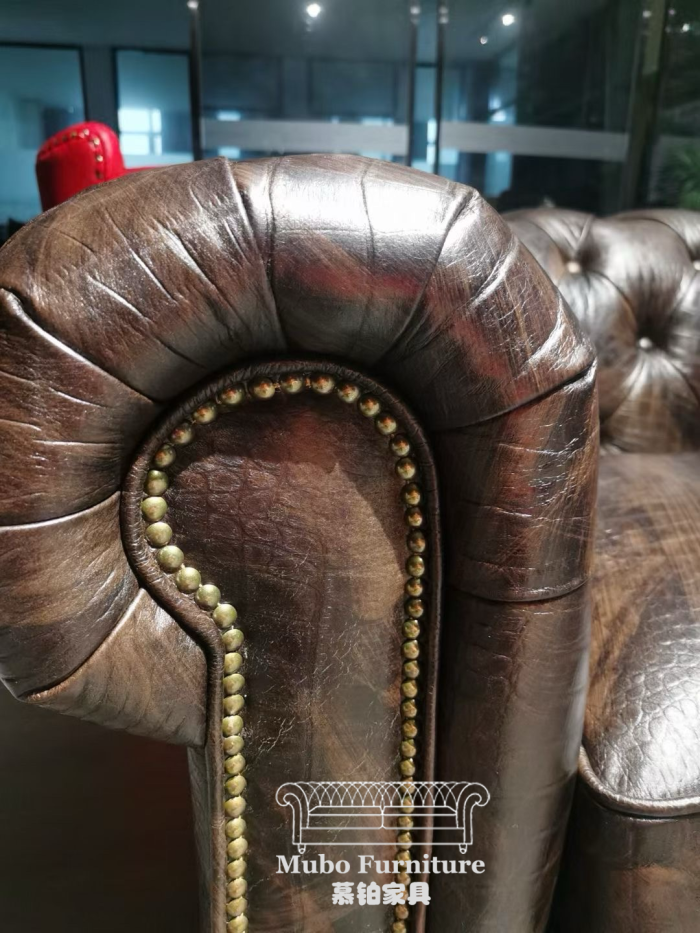 Brown Retro Leather Chesterfield Sofa