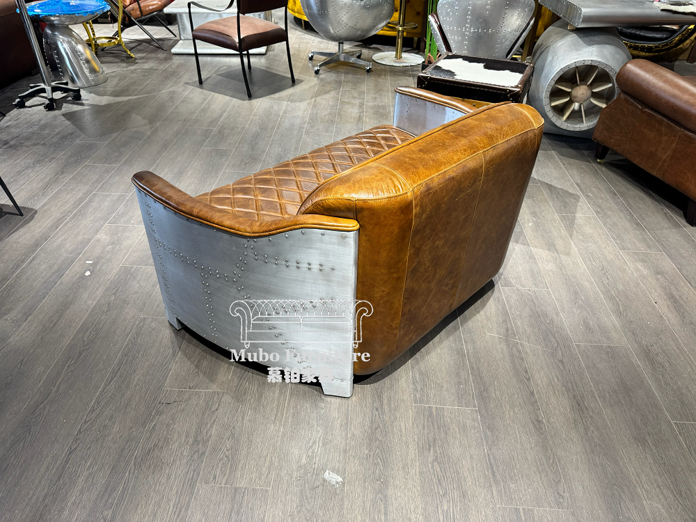 Aviation Leather Loveseat Detail