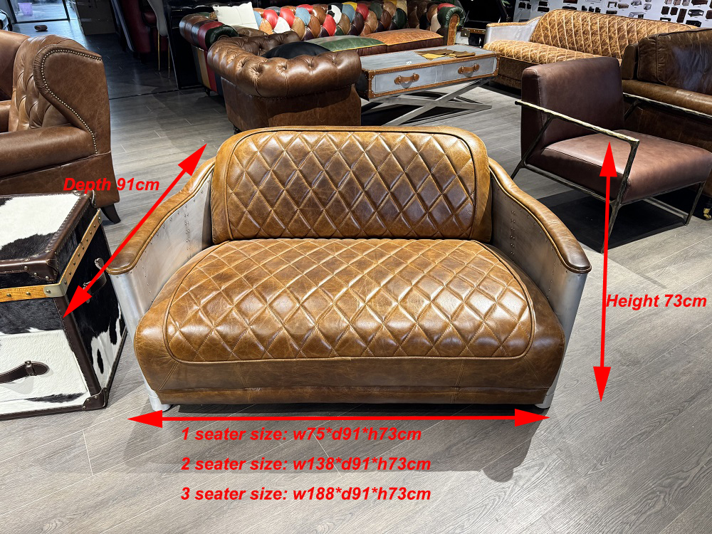 Vintage Retro aviation leather loveseat couch - Image 6