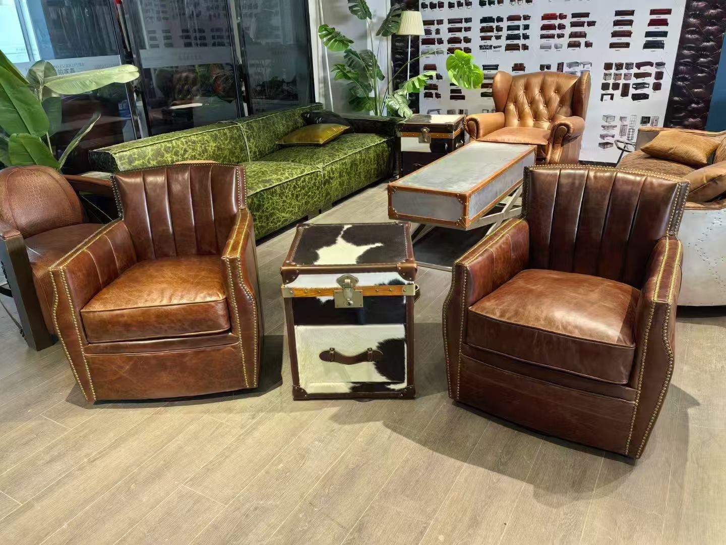 Retro Style Old Swivel Vintage Accent Chair Side View