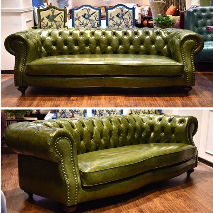 Green chesterfield sofa