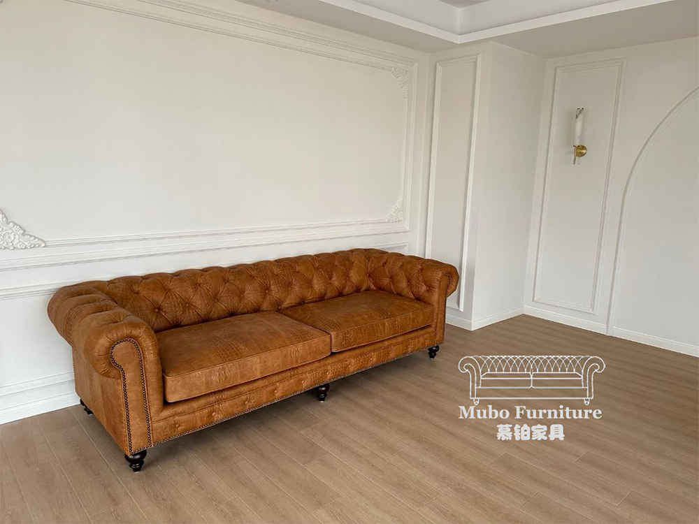 Top grain leather chesterfield sofa