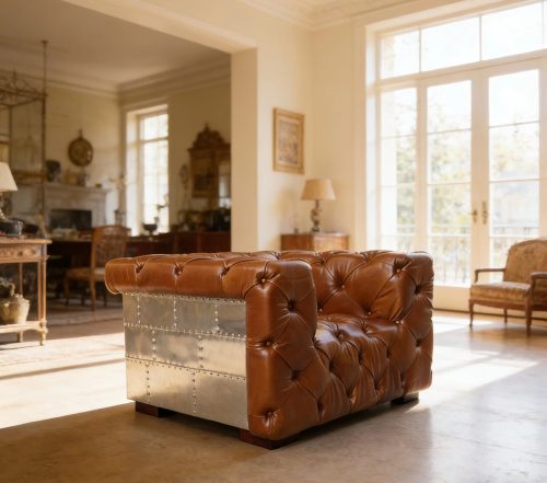 Aviator furniture Loft Industrial couch Jetstyle Vintage Genuine Leather Armchair